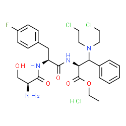 ethyl 3-[bis(2-chloroethyl)amino]-N-(4-fluoro-N-L-seryl-3-phenyl-L-alanyl)-3-phenyl-L-alaninate monohydrochloride结构式