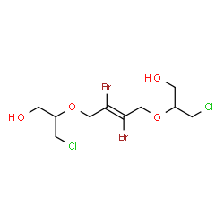 2,2'-[(2,3-dibromobut-2-ene-1,4-diyl)bis(oxy)]bis[3-chloropropan-1-ol] structure