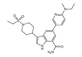 5-{6-[ethyl(methyl)amino]-3-pyridinyl}-3-[1-(ethylsulfonyl)-4-piperidinyl]-1H-indole-7-carboxamide结构式