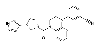 3-{4-[3-(1H-Pyrazol-4-yl)pyrrolidine-1-carbonyl]-3,4-dihydro-2H-quinoxalin-1-yl}benzonitrile结构式