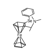 (S,R)-1-{1-(dimethylamino)ethyl}-2-(phenylseleno)ferrocene结构式