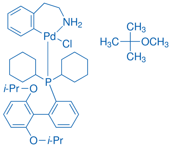 氯(2-二环己基膦基-2',6'-二异丙氧基-1,1'-联苯)[2-(2-氨基乙基苯基)]钯(II) 甲基叔丁基醚络合物结构式