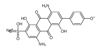 sodium 4,8-diamino-9,10-dihydro-1,5-dihydroxy-6-(4-hydroxyphenyl)-9,10-dioxoanthracene-2-sulphonate结构式