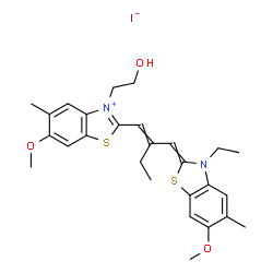 3-ethyl-2-[2-[[3-(2-hydroxyethyl)-6-methoxy-5-methyl-3H-benzothiazol-2-ylidene]methyl]but-1-enyl]-6-methoxy-5-methylbenzothiazolium iodide picture