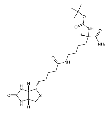 N2-tert-butoxycarbonyl-N6-[5-((3aS)-2-oxo-(3ar,6ac)-hexahydro-thieno[3,4-d]imidazol-4t-yl)-pentanoyl]-L-lysine amide Structure