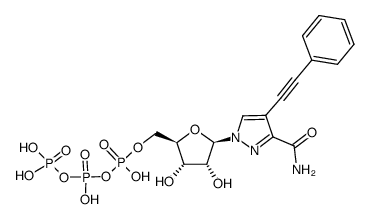 4-phenylethynyl-1-β-D-ribofuranosylpyrazole-3-carboxamide 5'-triphosphate结构式