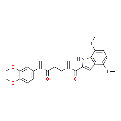 N-[3-(2,3-Dihydro-1,4-benzodioxin-6-ylamino)-3-oxopropyl]-4,7-dimethoxy-1H-indole-2-carboxamide结构式