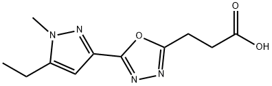3-[5-(5-Ethyl-1-methyl-1H-pyrazol-3-yl)-1,3,4-oxadiazol-2-yl]propanoic acid Structure