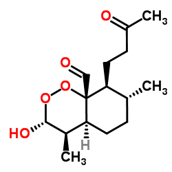 [3R-(3α,4β,4aα,7α,8β,8aβ)]-Hexahydro-3-hydroxy-4,7-dimethyl-8-(3-oxobutyl)-1,2-benzodioxin-8a(3H)-carboxaldehyde Structure