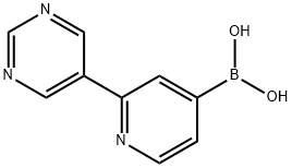 (2-(pyrimidin-5-yl)pyridin-4-yl)boronic acid structure