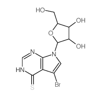 4H-Pyrrolo[2,3-d]pyrimidine-4-thione,5-bromo-1,7-dihydro-7-b-D-ribofuranosyl- (9CI)结构式