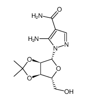 5-amino-1-(2',3'O-isopropylidene-β-D-ribofuranosyl)pyrazole-4-carboxamide结构式