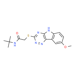 Acetamide, N-(1,1-dimethylethyl)-2-[(8-methoxy-2H-1,2,4-triazino[5,6-b]indol-3-yl)thio]- (9CI) Structure