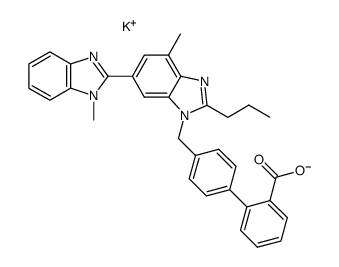 4'-[(2-n-propyl-4-methyl-6-(1-methylbenzimidazol-2yl)-benzimidazol-1-yl)-methyl]-biphenyl-2-carboxylic acid potassium salt Structure