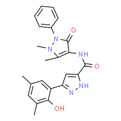 N-(1,5-dimethyl-3-oxo-2-phenyl-2,3-dihydro-1H-pyrazol-4-yl)-5-(2-hydroxy-3,5-dimethylphenyl)-1H-pyrazole-3-carboxamide Structure