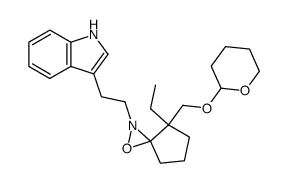 3-{2-[4-Ethyl-4-(tetrahydro-pyran-2-yloxymethyl)-1-oxa-2-aza-spiro[2.4]hept-2-yl]-ethyl}-1H-indole Structure