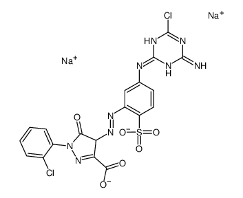 4-[[5-[(4-amino-6-chloro-1,3,5-triazin-2-yl)amino]-2-sulphophenyl]azo]-1-(2-chlorophenyl)-4,5-dihydro-5-oxo-1H-pyrazole-3-carboxylic acid, sodium salt Structure