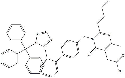 2-(2-butyl-4-Methyl-6-oxo-1-((2'-(1-trityl-1H-tetrazol-5-yl)-[1,1'-biphenyl]-4-yl)Methyl)-1,6-dihydropyriMidin-5-yl)acetic acid Structure