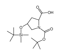 (2S,4R)-4-[tert-butyl(dimethyl)silyl]oxy-1-[(2-methylpropan-2-yl)oxycarbonyl]pyrrolidine-2-carboxylic acid structure