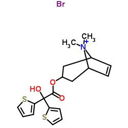 8-Azoniabicyclo[3.2.1]oct-6-ene, 3-[(2-hydroxy-2,2-di-2-thienylacetyl)oxy]-8,8-dimethyl-, bromide Structure