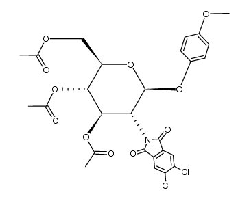 (2R,3S,4R,5R,6S)-2-(acetoxymethyl)-5-(5,6-dichloro-1,3-dioxoisoindolin-2-yl)-6-(4-methoxyphenoxy)tetrahydro-2H-pyran-3,4-diyl diacetate Structure