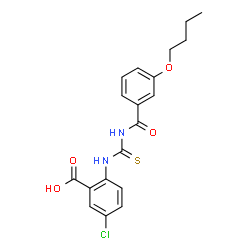 2-[[[(3-BUTOXYBENZOYL)AMINO]THIOXOMETHYL]AMINO]-5-CHLORO-BENZOIC ACID结构式