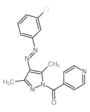 [4-(3-chlorophenyl)diazenyl-3,5-dimethyl-pyrazol-1-yl]-pyridin-4-yl-methanone structure