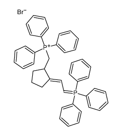 Triphenyl[2-(2-[triphenylphosphoranyliden]ethyliden)cyclopentylmethyl]phosphoniumbromid Structure