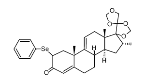 (8S,10S,13S,14S,16R)-10,13,16-trimethyl-2-(phenylselanyl)-1,6,7,8,10,12,13,14,15,16-decahydrodispiro[cyclopenta[a]phenanthrene-17,4'-[1,3]dioxolane-5',4''-[1,3]dioxolan]-3(2H)-one结构式