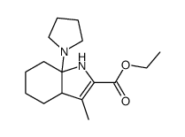 3-Methyl-7a-pyrrolidin-1-yl-3a,4,5,6,7,7a-hexahydro-1H-indole-2-carboxylic acid ethyl ester结构式