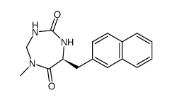 (S)-5-Methyl-7-naphthalen-2-ylmethyl-[1,3,5]triazepane-2,6-dione结构式