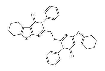 bis(3-phenyl-4-oxo-3,4,5,6,7,8-hexahydrobenzo[b]thieno[2,3-d]pyrimidin-2-yl) disulfide结构式