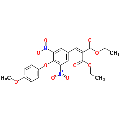 2-[4-(4-METHOXY-PHENOXY)-3,5-DINITRO-BENZYLIDENE]-MALONIC ACID DIETHYL ESTER structure