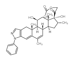 2'H-Pregna-2,4,6-trieno[3,2-c]pyrazol-20-one,21-(acetyloxy)-11,17-dihydroxy-6,16-dimethyl-2'-phenyl-, (11b,16a)- structure