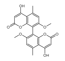 (rac)-4,4'-dihydroxy-7,7'-dimethoxy-5,5'-dimethyl-2H,2'H-8,8'-bichromene-2,2'-dione结构式