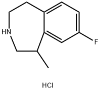 8-fluoro-1-methyl-2,3,4,5-tetrahydro-1H-3-benzazepine hydrochloride结构式