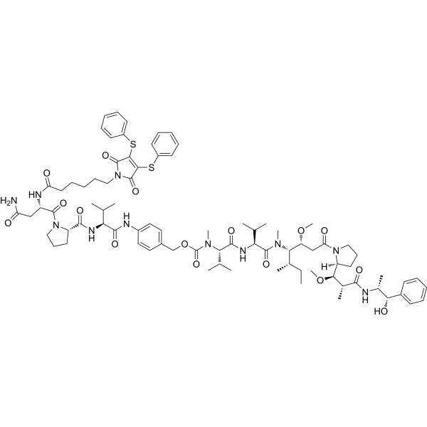 diSPhMC-Asn-Pro-Val-PABC-MMAE结构式