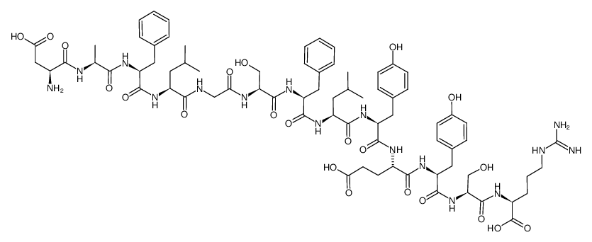 H-Asp-Ala-Phe-Leu-Gly-Ser-Phe-Leu-Tyr-Glu-Tyr-Ser-Arg-OH Structure