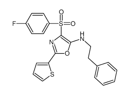 4-(4-fluorophenyl)sulfonyl-N-(2-phenylethyl)-2-thiophen-2-yl-1,3-oxazol-5-amine结构式