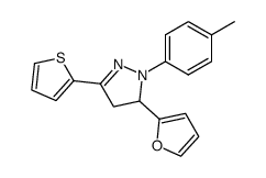 5-(furan-2-yl)-3-(thiophen-2-yl)-1-(p-tolyl)-4,5-dihydro-1H-pyrazole结构式