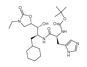 Boc-His amide of (1'R,2'S,5S)-5-[2'-amino-3'-cyclohexyl-1'-hydroxypropyl]-3-ethyloxazolidin-2-one Structure