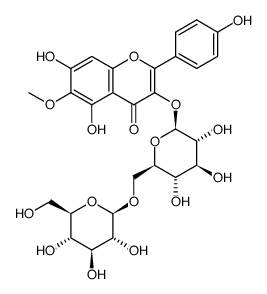 6-methoxykaempferol-3-O-β-D-gentiobioside结构式