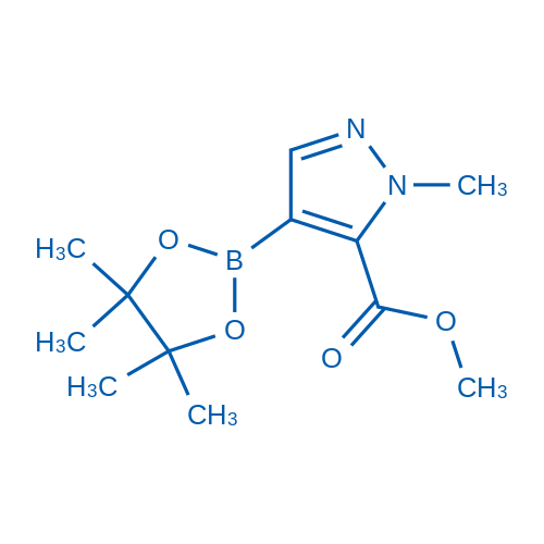 Methyl 1-methyl-4-(4,4,5,5-tetramethyl-1,3,2-dioxaborolan-2-yl)-1H-pyrazole-5-carboxylate structure