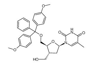 5'-O-dimethoxytrityl-3'-hydroxymethyl-3'-deoxy-thymidine结构式