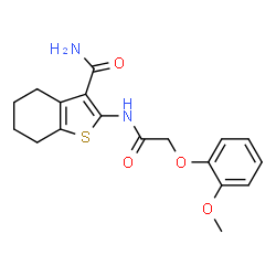 2-(2-(2-methoxyphenoxy)acetamido)-4,5,6,7-tetrahydrobenzo[b]thiophene-3-carboxamide structure