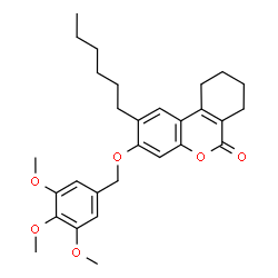 2-hexyl-3-[(3,4,5-trimethoxyphenyl)methoxy]-7,8,9,10-tetrahydrobenzo[c]chromen-6-one结构式