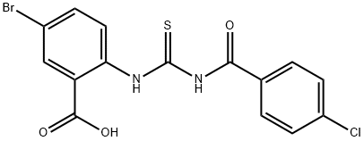 5-bromo-2-[[[(4-chlorobenzoyl)amino]thioxomethyl]amino]-benzoic acid结构式