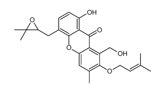 5-[(3,3-Dimethyloxiranyl)methyl]-8-hydroxy-1-hydroxymethyl-3-methyl-2-[(3-methyl-2-butenyl)oxy]-9H-xanthen-9-one structure