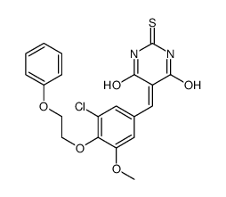 5-[[3-chloro-5-methoxy-4-(2-phenoxyethoxy)phenyl]methylidene]-2-sulfanylidene-1,3-diazinane-4,6-dione Structure