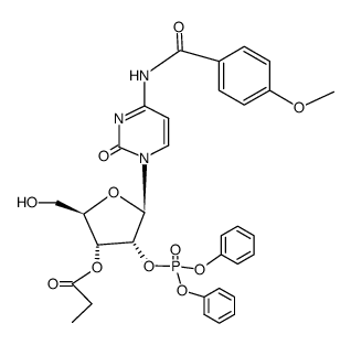 N4-(4-methoxy-benzoyl)-O3'-propionyl-[2']cytidylic acid diphenyl ester Structure